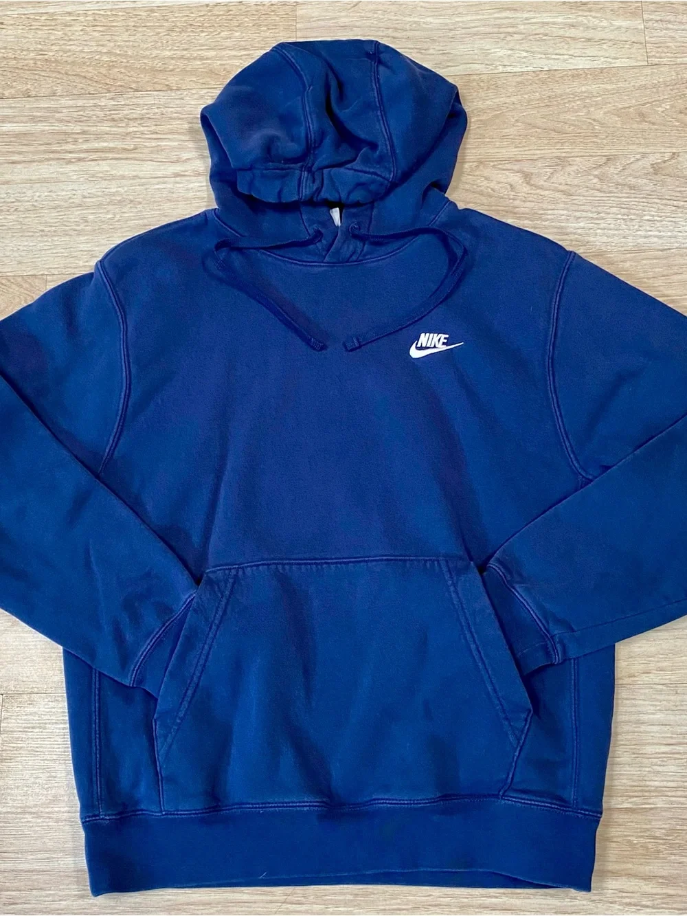 Nike Hoodie Men’s Small Navy Blue Sportswear Club Fleece Pullover Sweatshirt Top